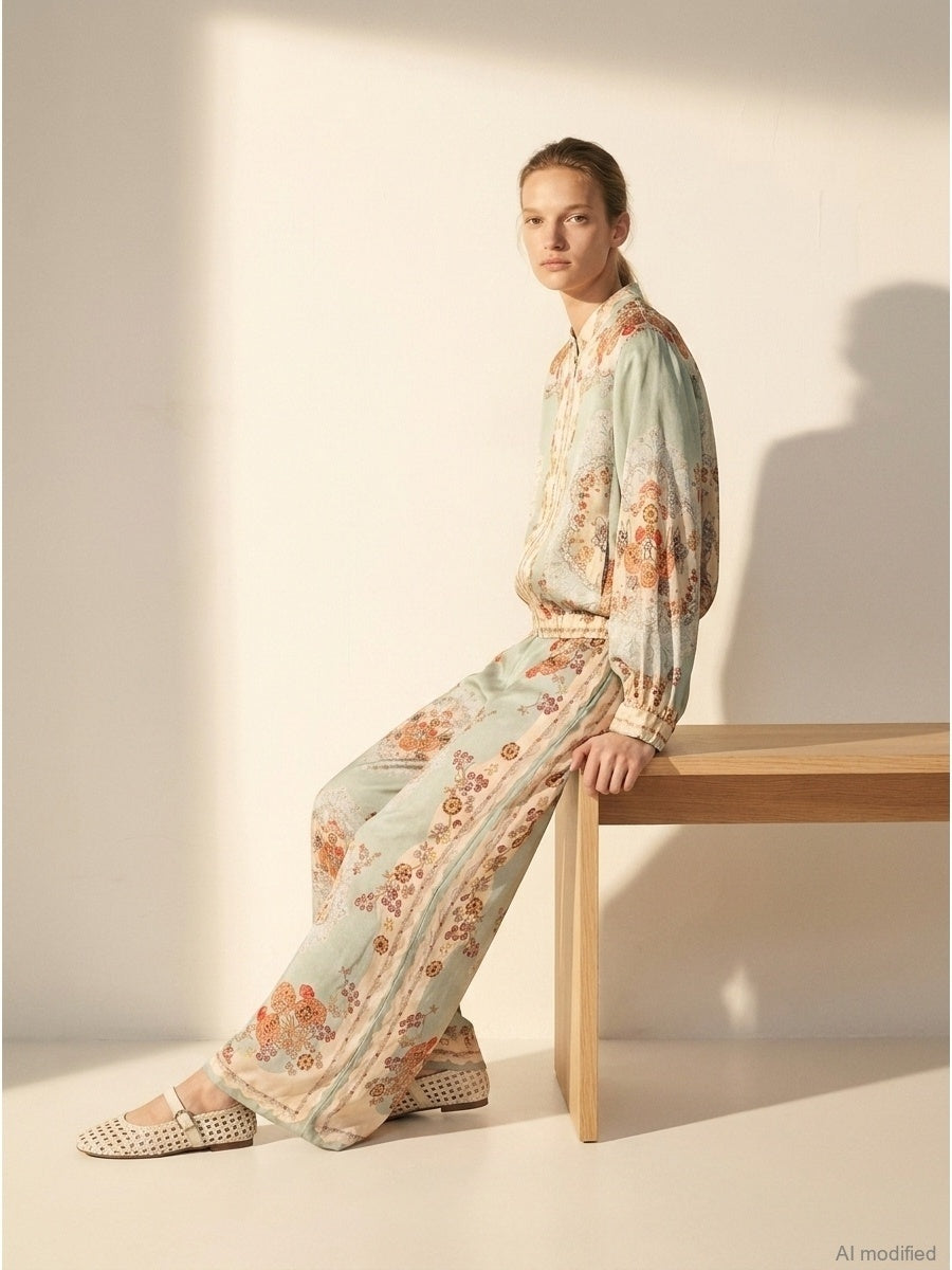 Women’s trousers with silk