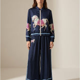Women's trousers with silk