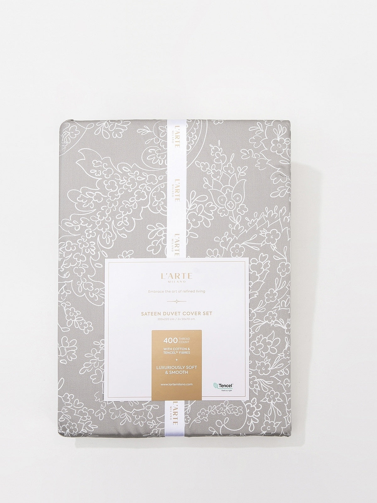 Satin 400 thread count cotton and tencel bedding set, 200x220 cm