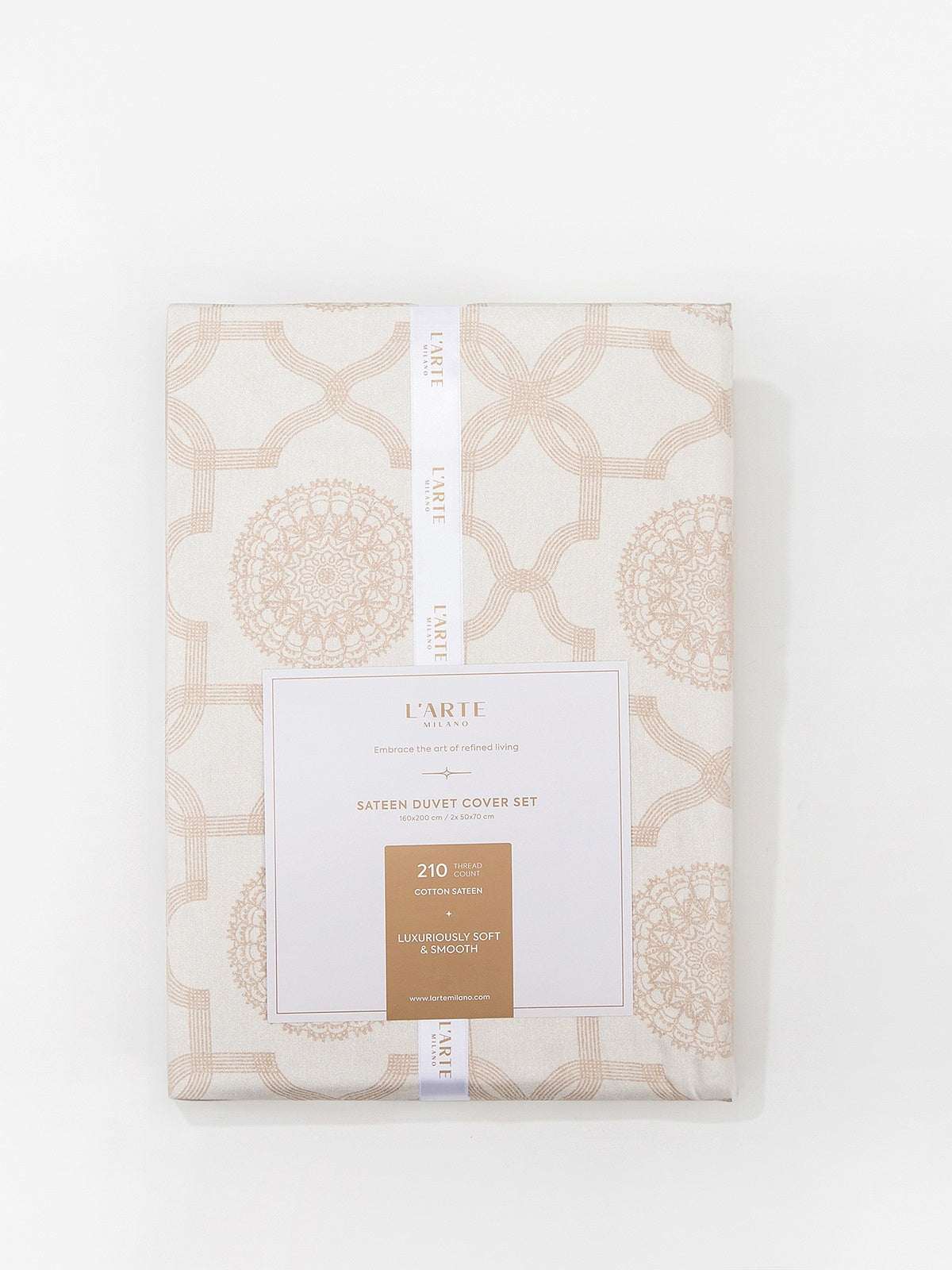 Satin bed linen set in 210 thread count cotton fibre, 160x200 cm
