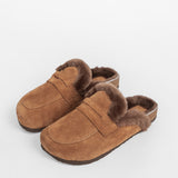 Women’s insulated leather outdoor slippers