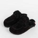 Women’s leather outdoor slippers with insulation