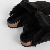Women’s leather outdoor slippers with insulation