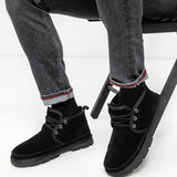 Men's leather boots with insulation