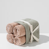 Cotton towel set in a basket - (4 VNT, 30 x 50 cm)