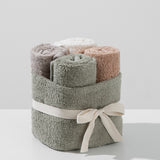 Cotton towel set in a basket - MIX (4 VNT, 30 x 50 cm)