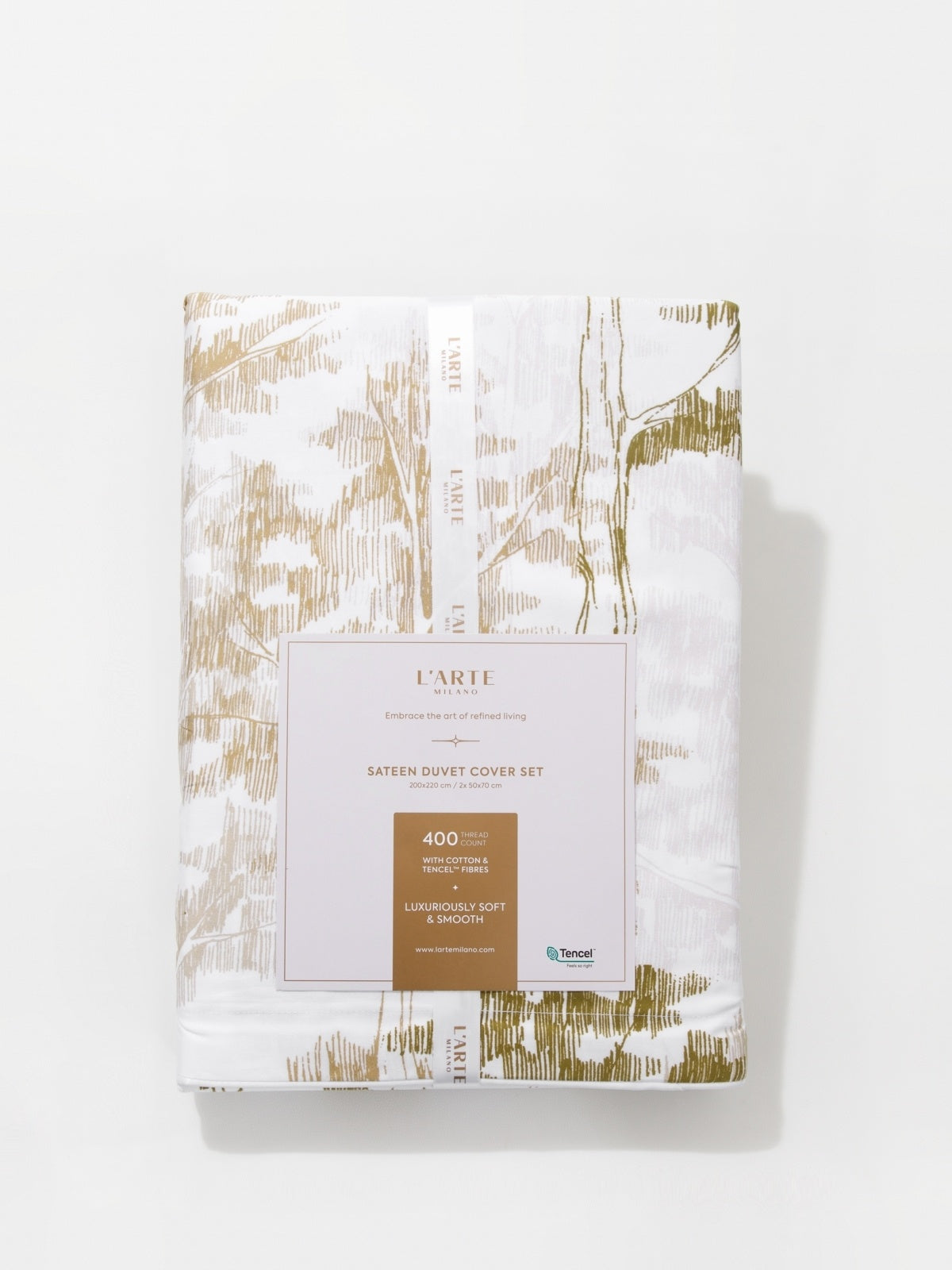 Double-sided satin bed linen set in 400 thread count cotton and tencel, 200x220 cm