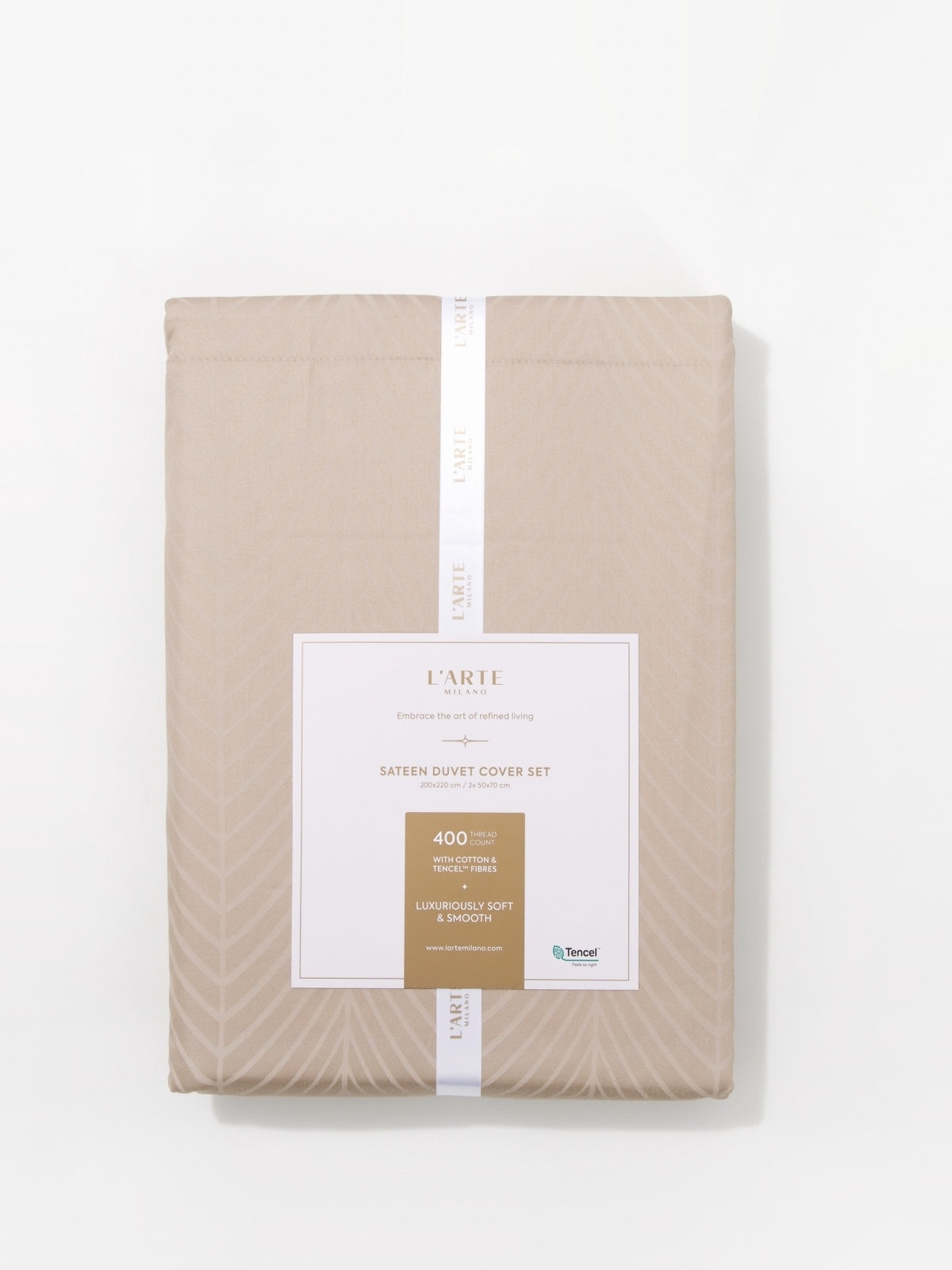 Satin 400 thread count cotton and tencel bedding set, 200x220 cm