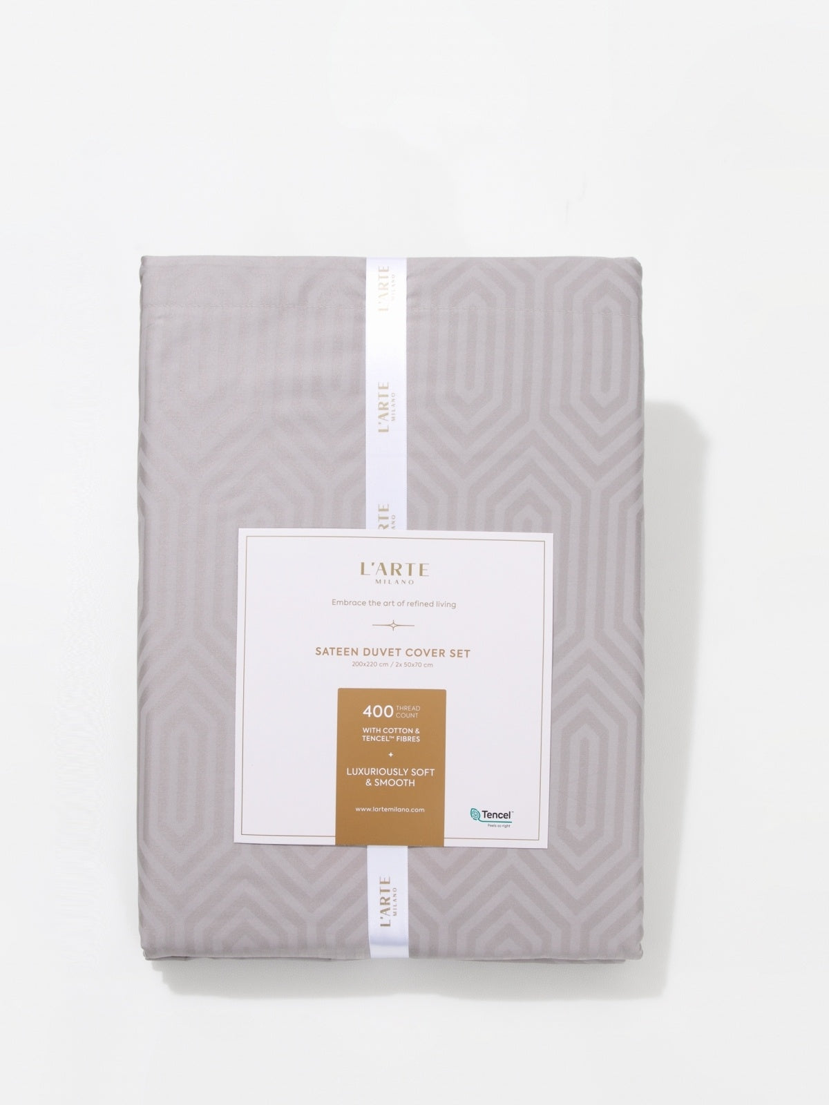 Double-sided satin bed linen set in 400 thread count cotton and tencel, 200x220 cm