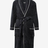 Shawl-collar velour dressing gown