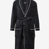 Shawl-collar velour dressing gown