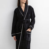 Shawl-collar velour dressing gown