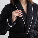 Shawl-collar velour dressing gown