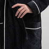 Shawl-collar velour dressing gown