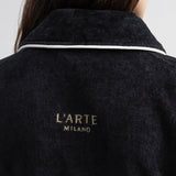 Shawl-collar velour dressing gown