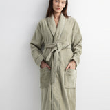 Shawl-collar velour dressing gown