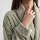 Shawl-collar velour dressing gown