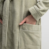 Shawl-collar velour dressing gown