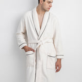 Shawl-collar velour dressing gown