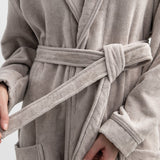 Shawl-collar velour dressing gown