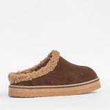 Women’s insulated leather outdoor slippers
