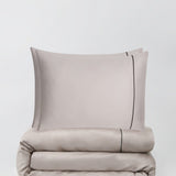 Set: satin bed linen, 200x220 cm, and satin sheet with elastic, 200x220 cm