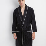 Set: velour shawl-collared dressing gown and cotton towels (3 VNT, 30x50, 50x90, 70x140)