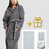 Set: velour hooded robe and large velour towel (90 x 170 cm)