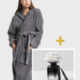 Set: velour hooded robe and Masako Blossom home fragrance with porcelain flower, 120 ml