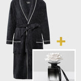 Set: velour dressing gown with shawl collar and Masako Blossom home fragrance with porcelain flower, 120 ml