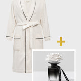 Set: velour dressing gown with shawl collar and Masako Blossom home fragrance with porcelain flower, 120 ml