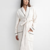 Set: velour shawl-collared dressing gown and cotton towels (3 VNT, 30x50, 50x90, 70x140)