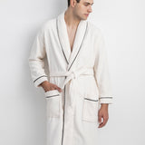 Set: velour shawl-collared dressing gown and cotton towels (3 VNT, 30x50, 50x90, 70x140)