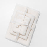 Set: velour shawl-collared dressing gown and cotton towels (3 VNT, 30x50, 50x90, 70x140)