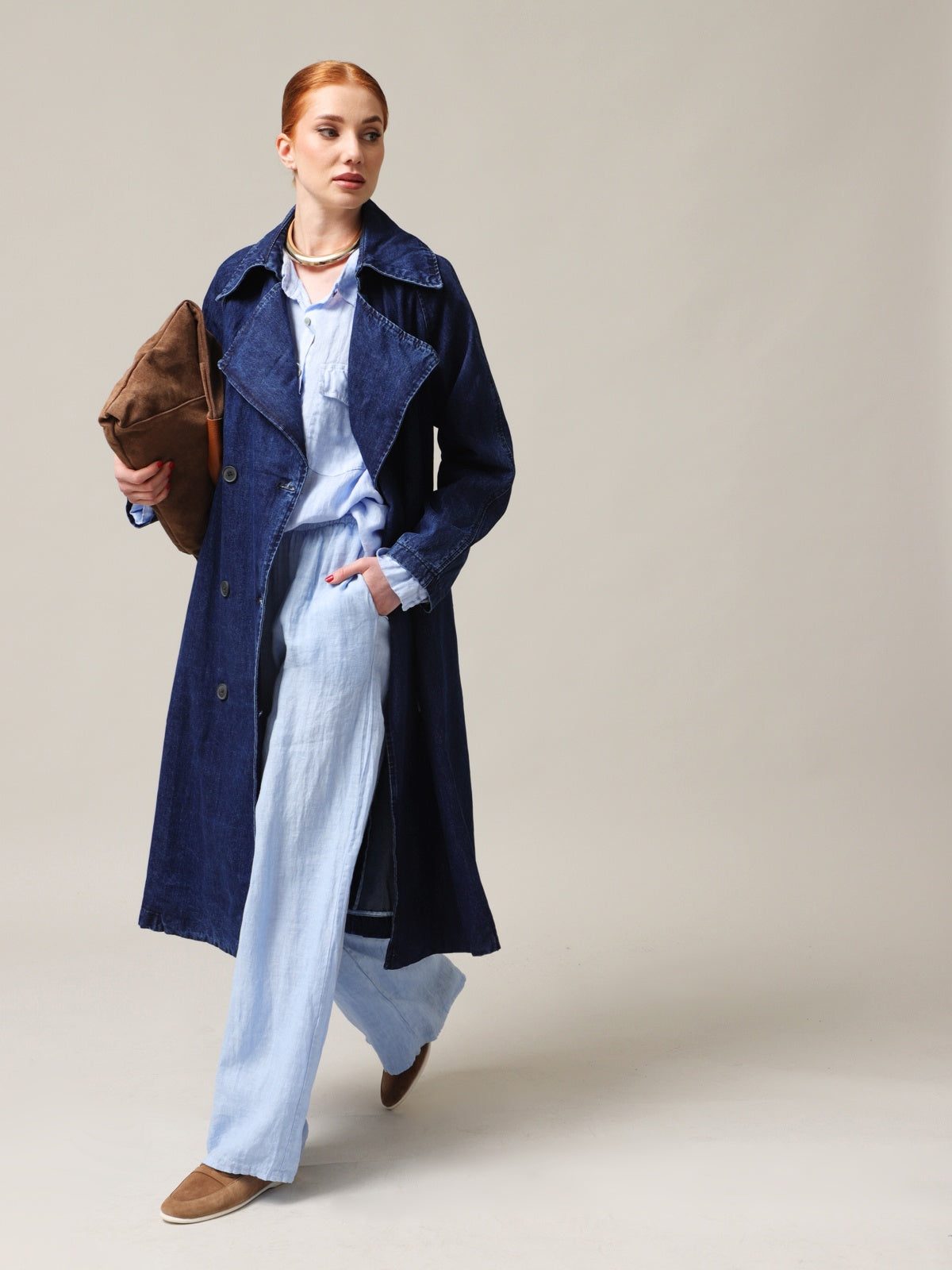 Women's denim raincoat