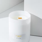Scented soy wax candle with wooden wick "Riyad", 210 g