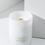 Scented soy wax candle with a wooden wick "Nymphaea", 210 g