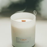 Scented soy wax candle with a wooden wick "Smoked Pine", 210 g